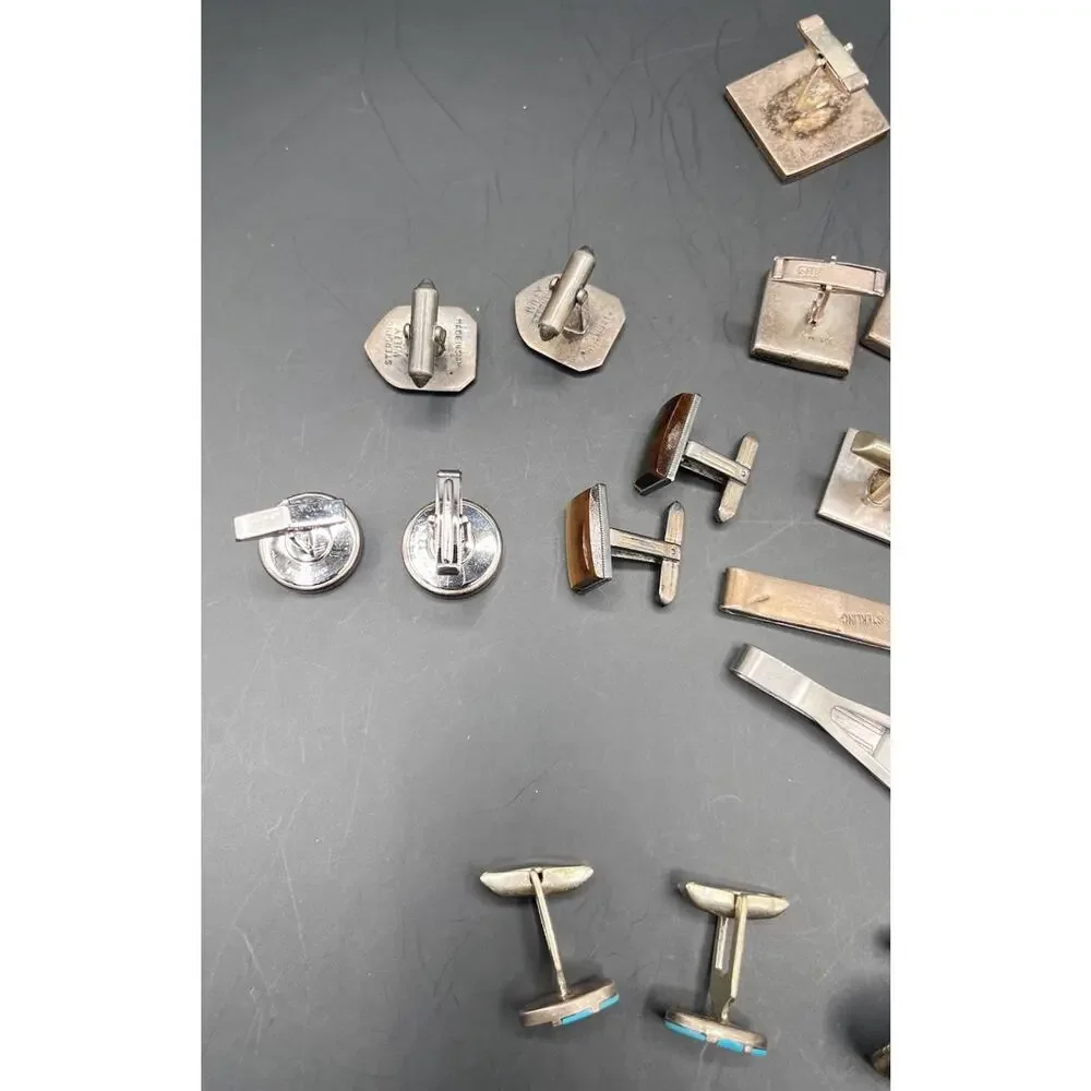 Sterling Silver Cufflinks Lot Vintage Taxco Siam Other Single Craft Scrap AS IS
